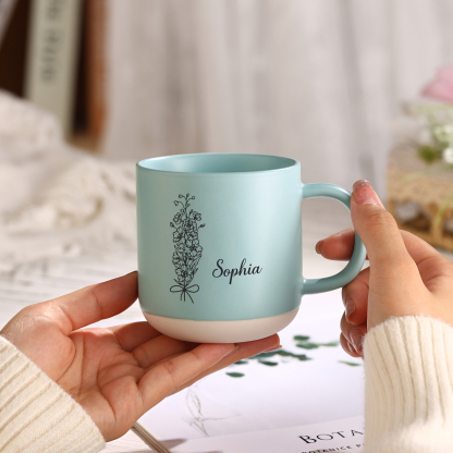 Tazza in ceramica con firoe di nascita e 1 nome personalizzabili per coppia/nonna/mamma multicolori da scegliere