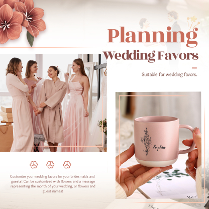 Tazza in ceramica con firoe di nascita e 1 nome personalizzabili per coppia/nonna/mamma multicolori da scegliere