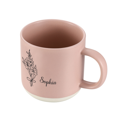 Tazza in ceramica con firoe di nascita e 1 nome personalizzabili per coppia/nonna/mamma multicolori da scegliere