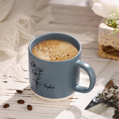 Tazza in ceramica con firoe di nascita e 1 nome personalizzabili per coppia/nonna/mamma multicolori da scegliere