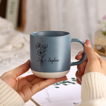 Tazza in ceramica con firoe di nascita e 1 nome personalizzabili per coppia/nonna/mamma multicolori da scegliere