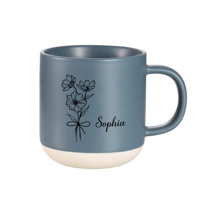 Tazza in ceramica con firoe di nascita e 1 nome personalizzabili per coppia/nonna/mamma multicolori da scegliere