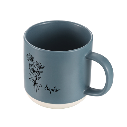 Tazza in ceramica con firoe di nascita e 1 nome personalizzabili per coppia/nonna/mamma multicolori da scegliere