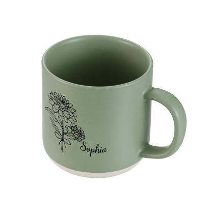 Tazza in ceramica con firoe di nascita e 1 nome personalizzabili per coppia/nonna/mamma multicolori da scegliere