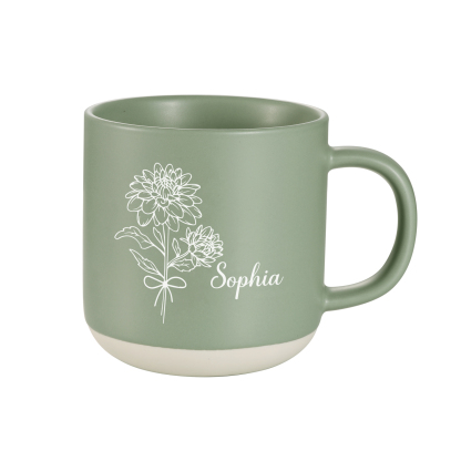 Tazza in ceramica con firoe di nascita e 1 nome personalizzabili per coppia/nonna/mamma multicolori da scegliere