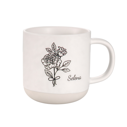 Tazza in ceramica con firoe di nascita e 1 nome personalizzabili per coppia/nonna/mamma multicolori da scegliere