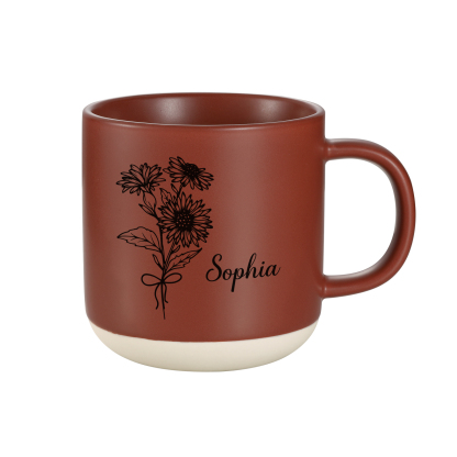 Tazza in ceramica con firoe di nascita e 1 nome personalizzabili per coppia/nonna/mamma multicolori da scegliere