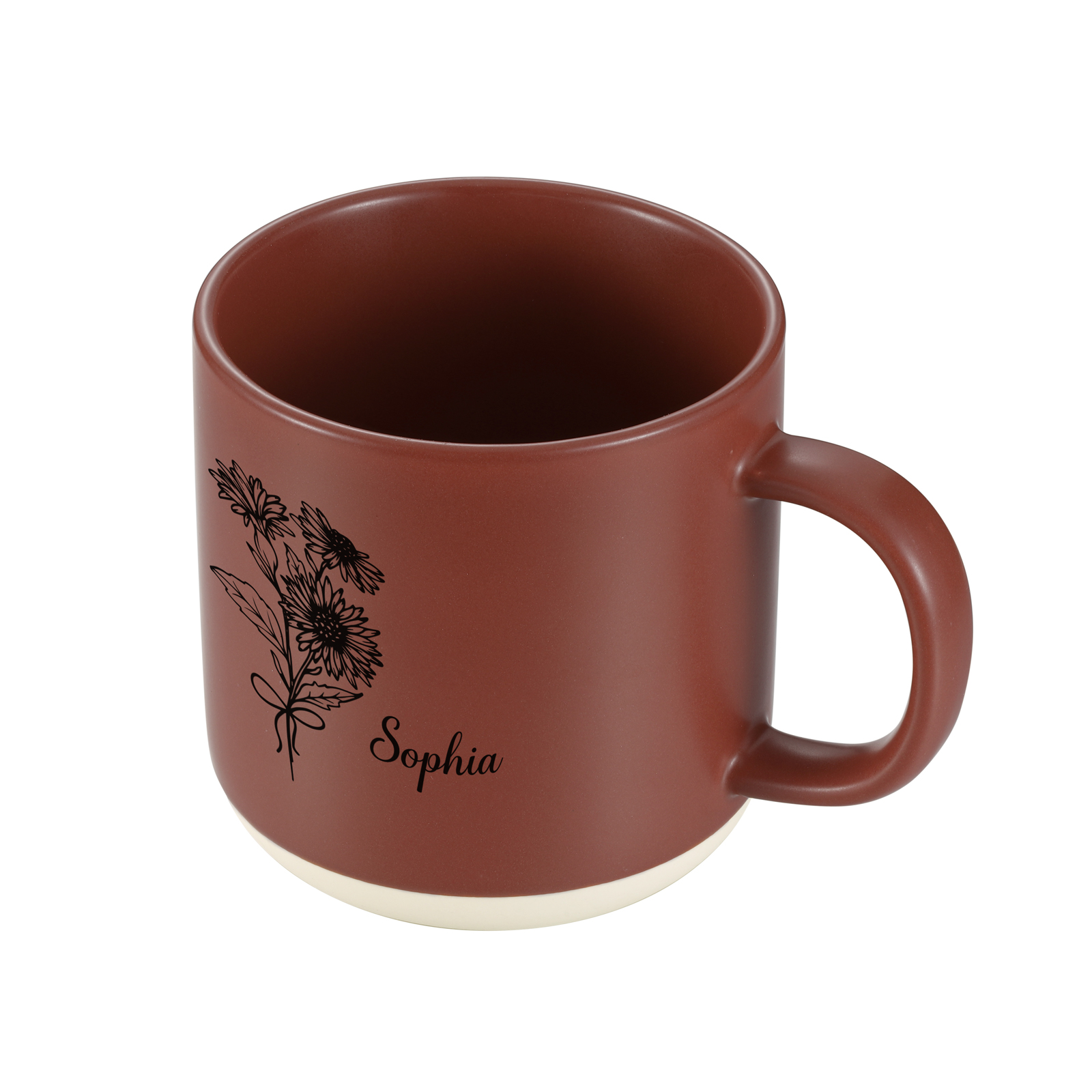 Tazza in ceramica con firoe di nascita e 1 nome personalizzabili per coppia/nonna/mamma multicolori da scegliere