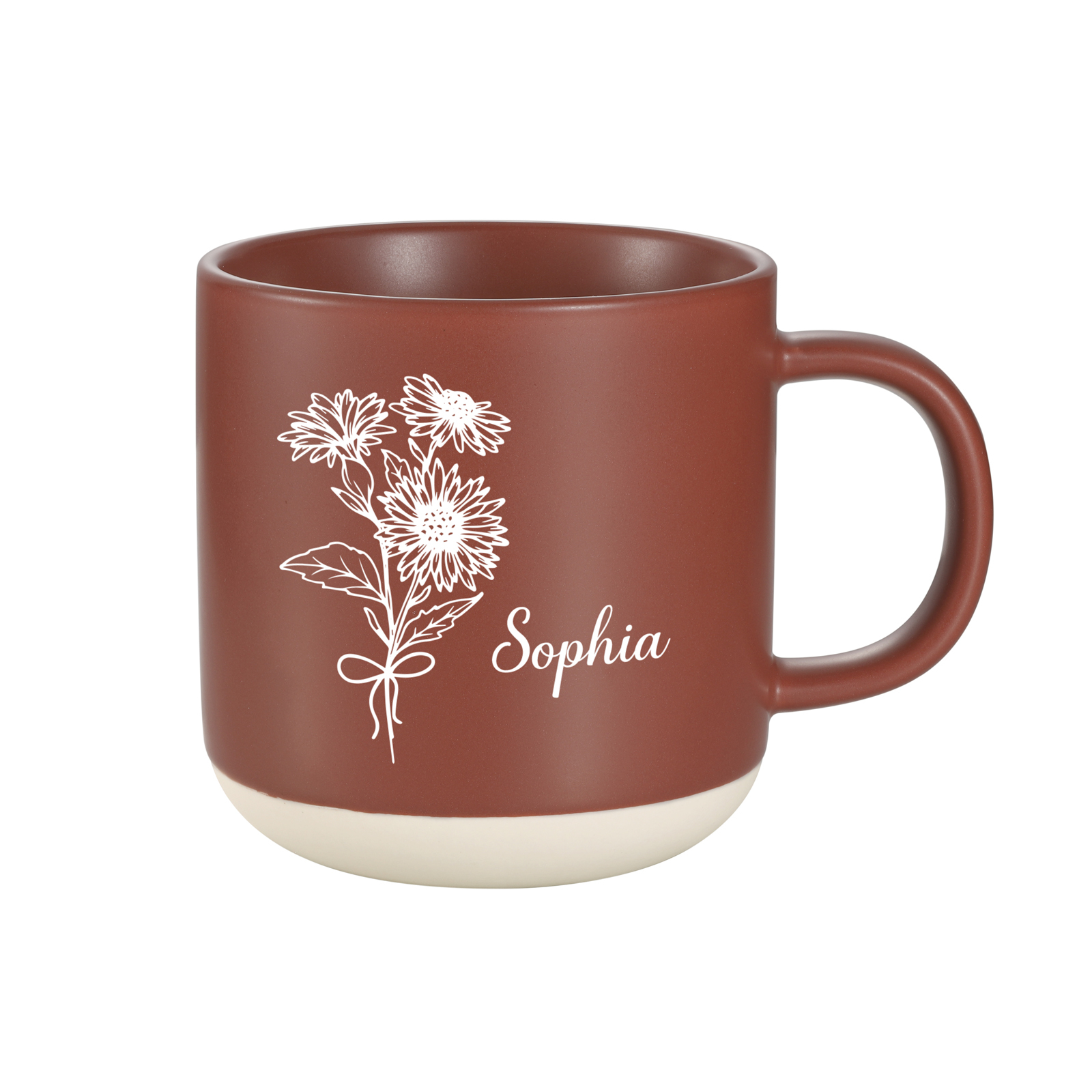 Tazza in ceramica con firoe di nascita e 1 nome personalizzabili per coppia/nonna/mamma multicolori da scegliere