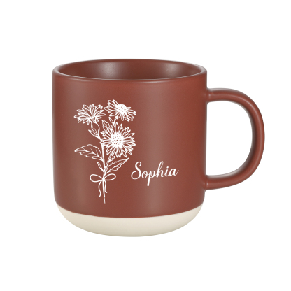 Tazza in ceramica con firoe di nascita e 1 nome personalizzabili per coppia/nonna/mamma multicolori da scegliere