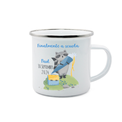 Finalmente a scuola-Tazza di ceramica Procione personalizzato con 1 nome e 1 data Regalo Per bambina a scuola