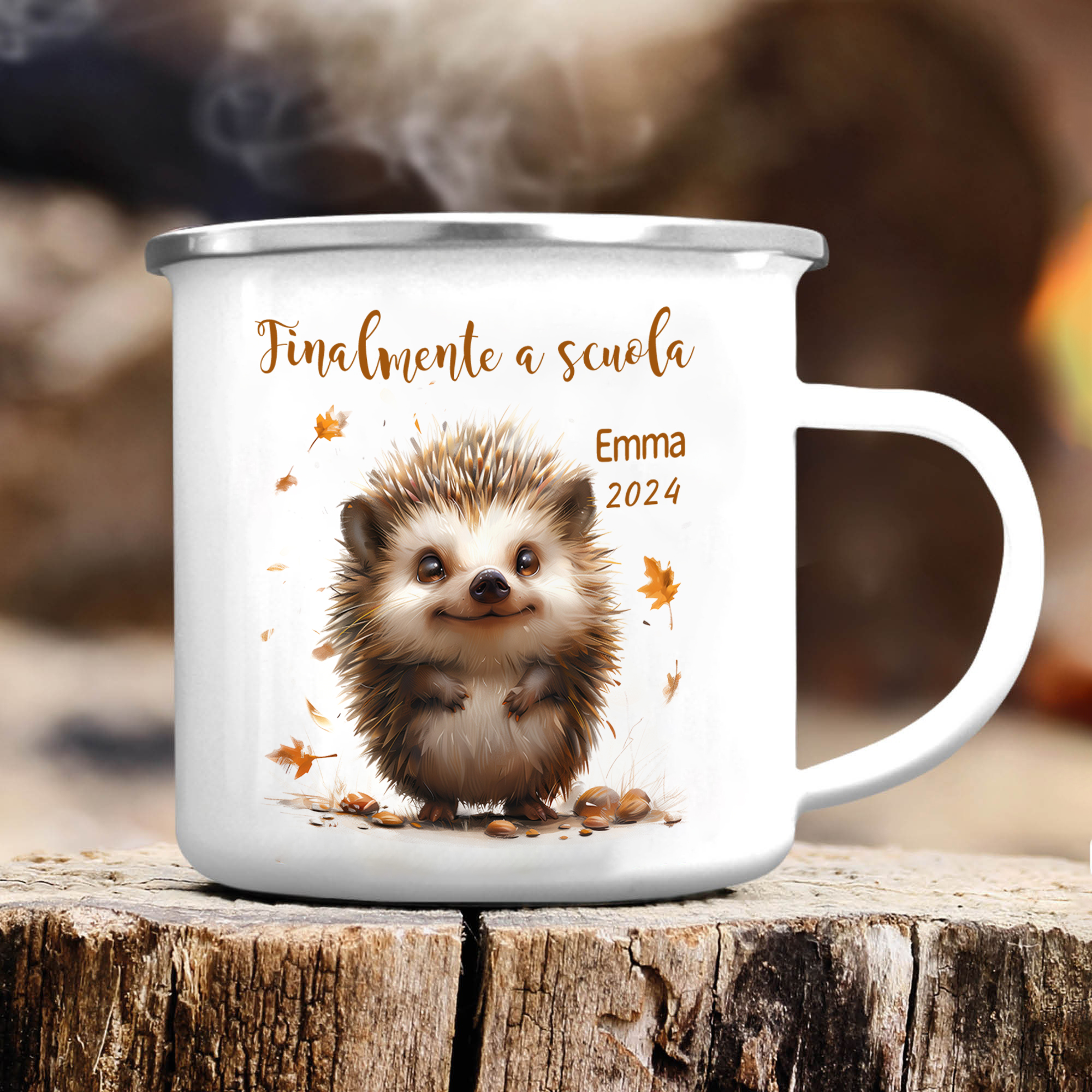 Finalmente a scuola-Tazza di ceramica Riccio personalizzato con 1 nome e 1 data Regalo Per bambina a scuola
