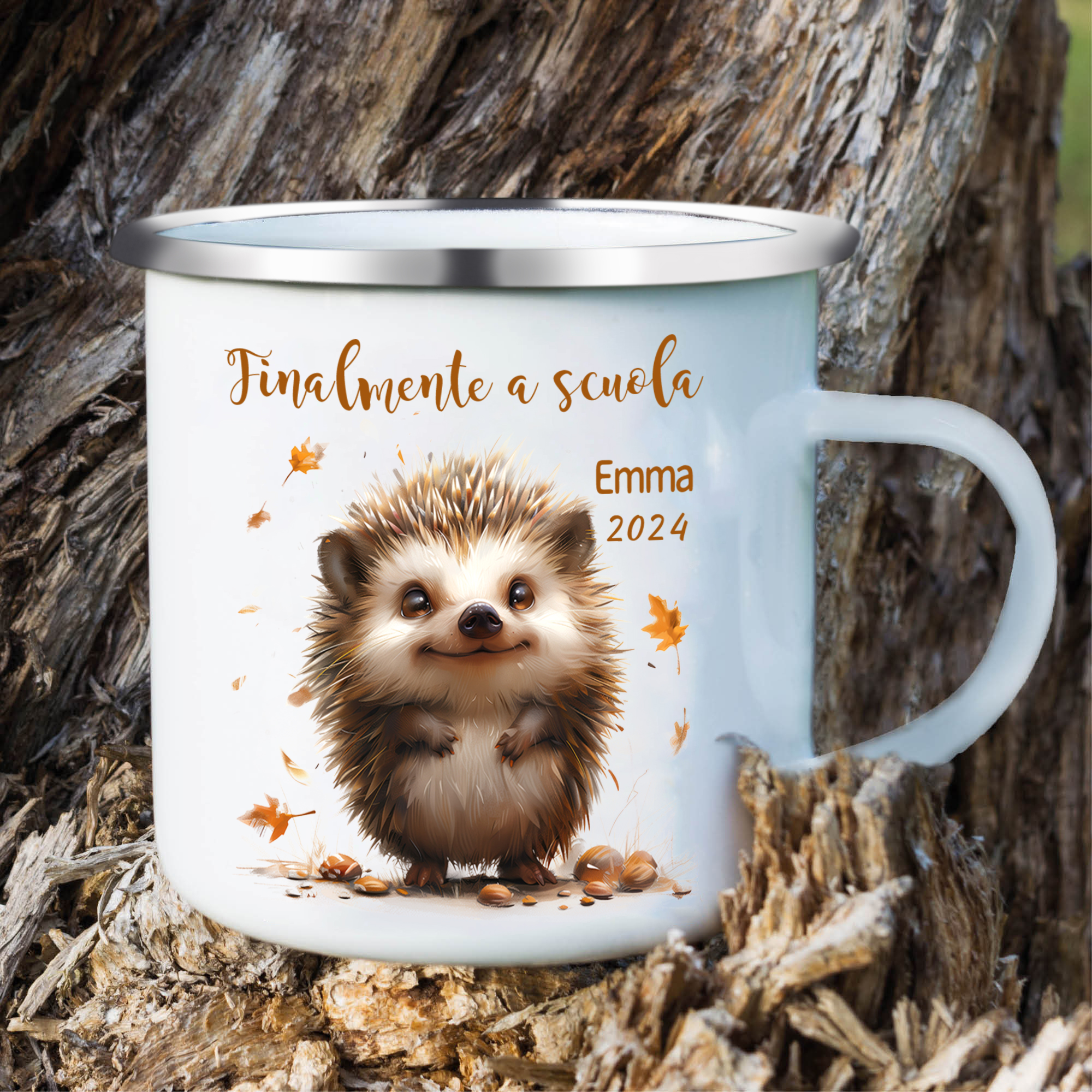 Finalmente a scuola-Tazza di ceramica Riccio personalizzato con 1 nome e 1 data Regalo Per bambina a scuola