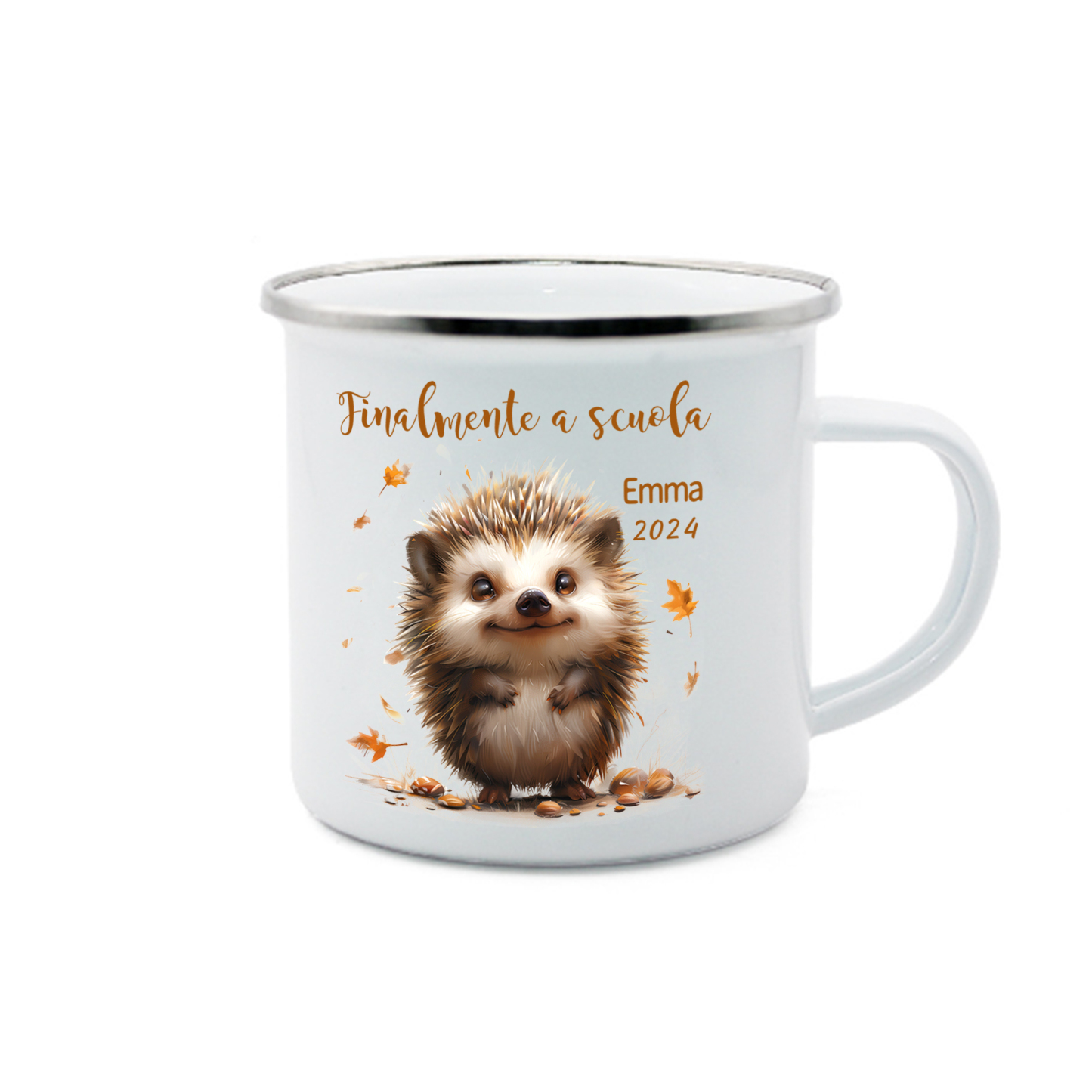 Finalmente a scuola-Tazza di ceramica Riccio personalizzato con 1 nome e 1 data Regalo Per bambina a scuola