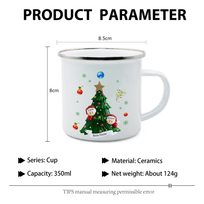 Tazza smaltata personalizzata per la famiglia personalizzata con 2-8 nomi e 1 testo regalo natalizio per la famiglia | Jessemade