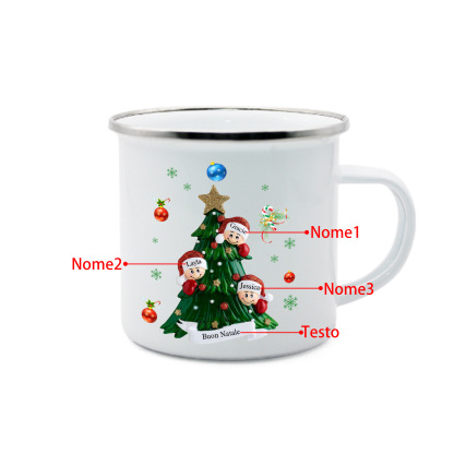 Tazza smaltata personalizzata per la famiglia personalizzata con 2-8 nomi e 1 testo regalo natalizio per la famiglia | Jessemade