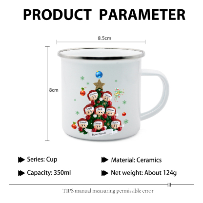 Tazza smaltata personalizzata per la famiglia personalizzata con 2-8 nomi e 1 testo regalo natalizio per la famiglia | Jessemade