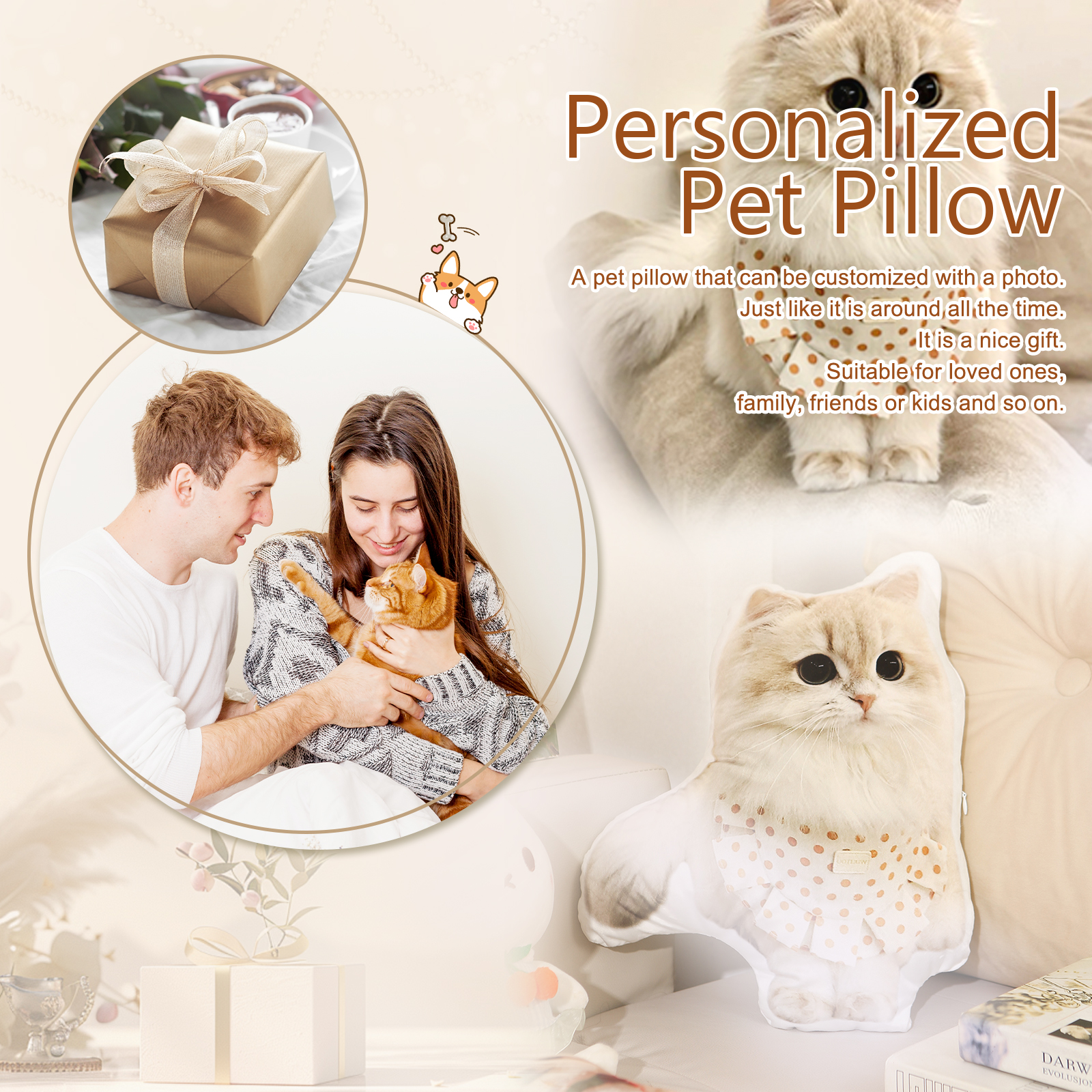 Personalised Pet Pillow – Custom Photo Plush Pillow Gift for Pet Lovers | Jessemade