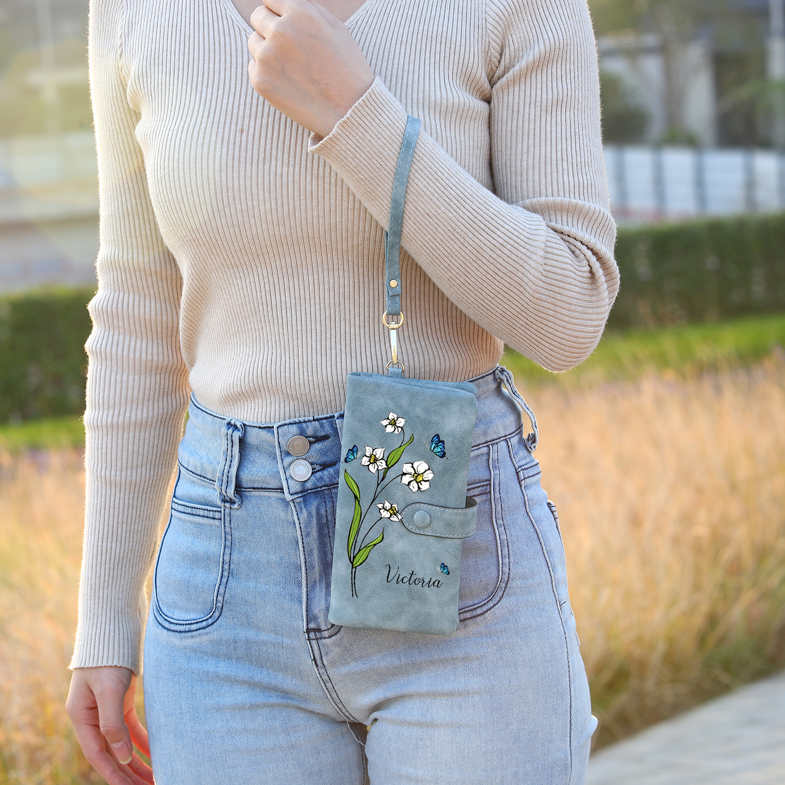 Personalised Women’s Wallet with Custom Name, Photo, and Birth Flower – Multiple Colour Options – Valentine’s Day Gift for Her | Jessemade