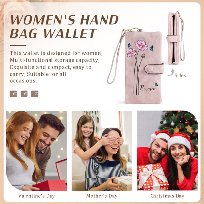 [Copy]Personalised Women’s Wallet – Custom Name, Birth Flower & Photo, Seven Colours Available – Valentine’s Day Gift for Her | Jessemade