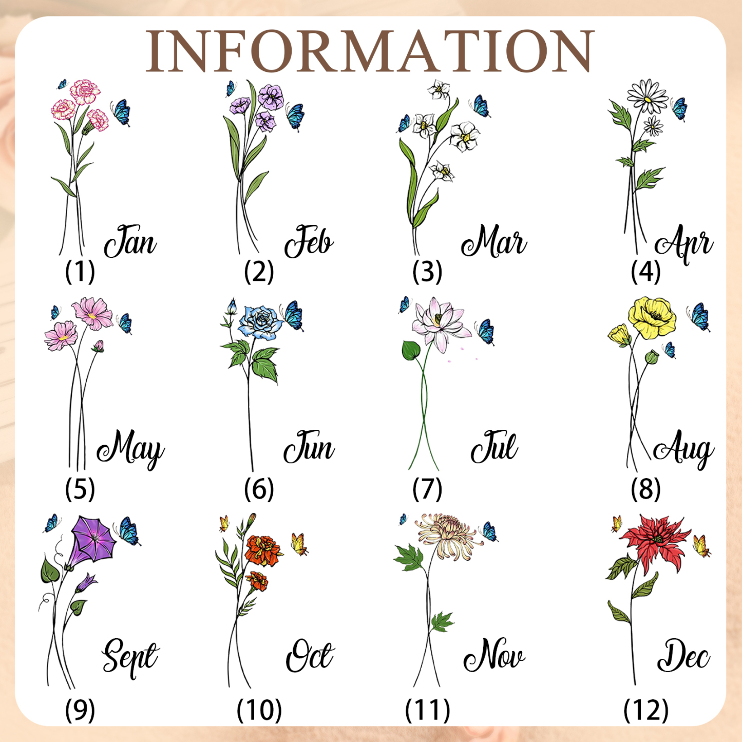 Personalised Women’s Wallet with Custom Name, Photo, and Birth Flower – Multiple Colour Options – Valentine’s Day Gift for Her | Jessemade