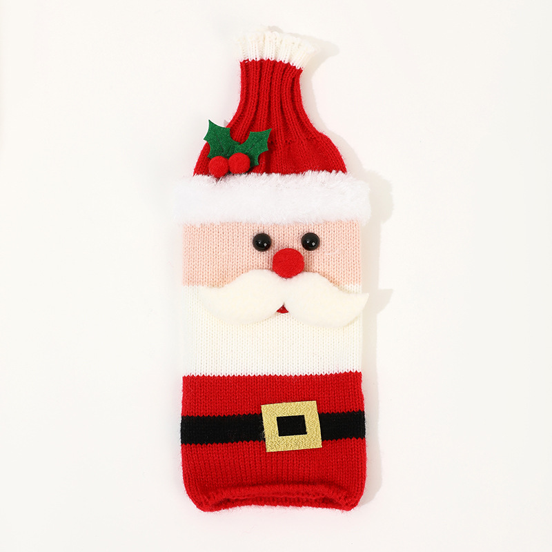 Santa Red Wine Bottle Cover Family Christmas Gift Set