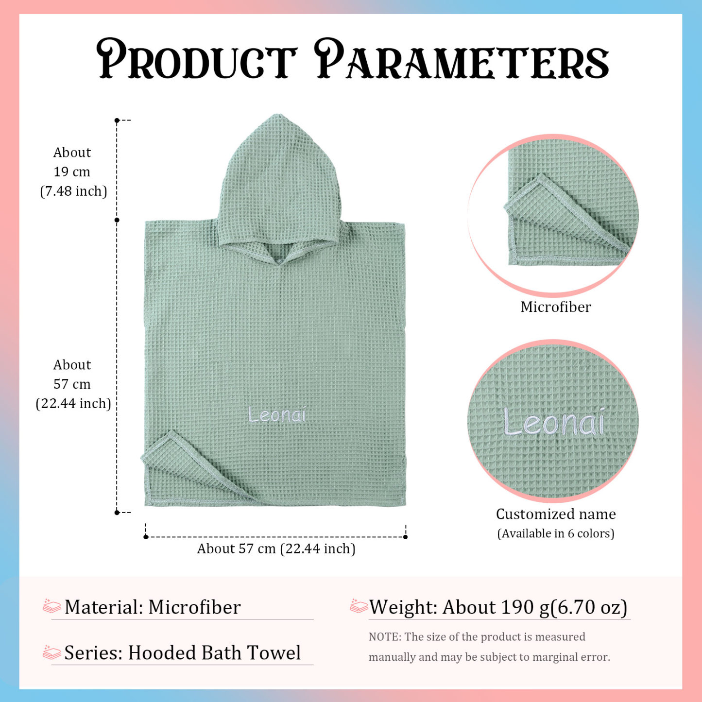 Asciugamano con Cappuccio Personalizzato per Bambini in Microfibra - Nome Personalizzato, Disponibile in Vari Colori - Regalo di Natale per Bambini | Jessemade