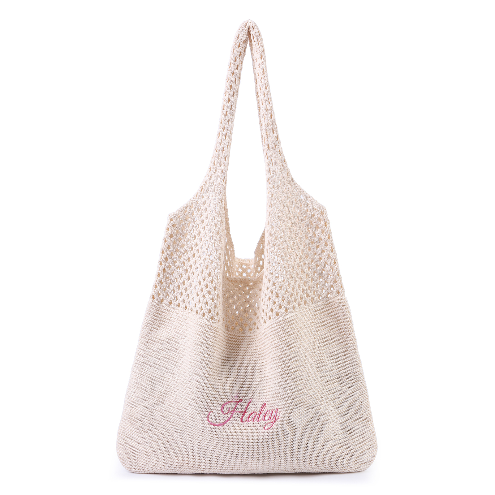 Borsa a Spalla in Maglia Personalizzata con Nome - Leggera e alla Moda in Nero e Bianco - Regalo di Natale per Lei | Jessemade