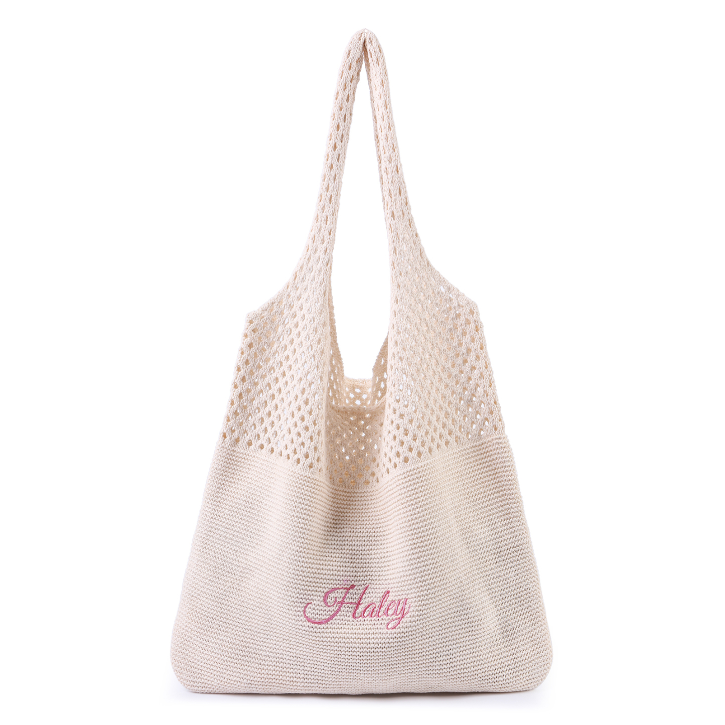 Borsa a Spalla in Maglia Personalizzata con Nome - Leggera e alla Moda in Nero e Bianco - Regalo di Natale per Lei | Jessemade