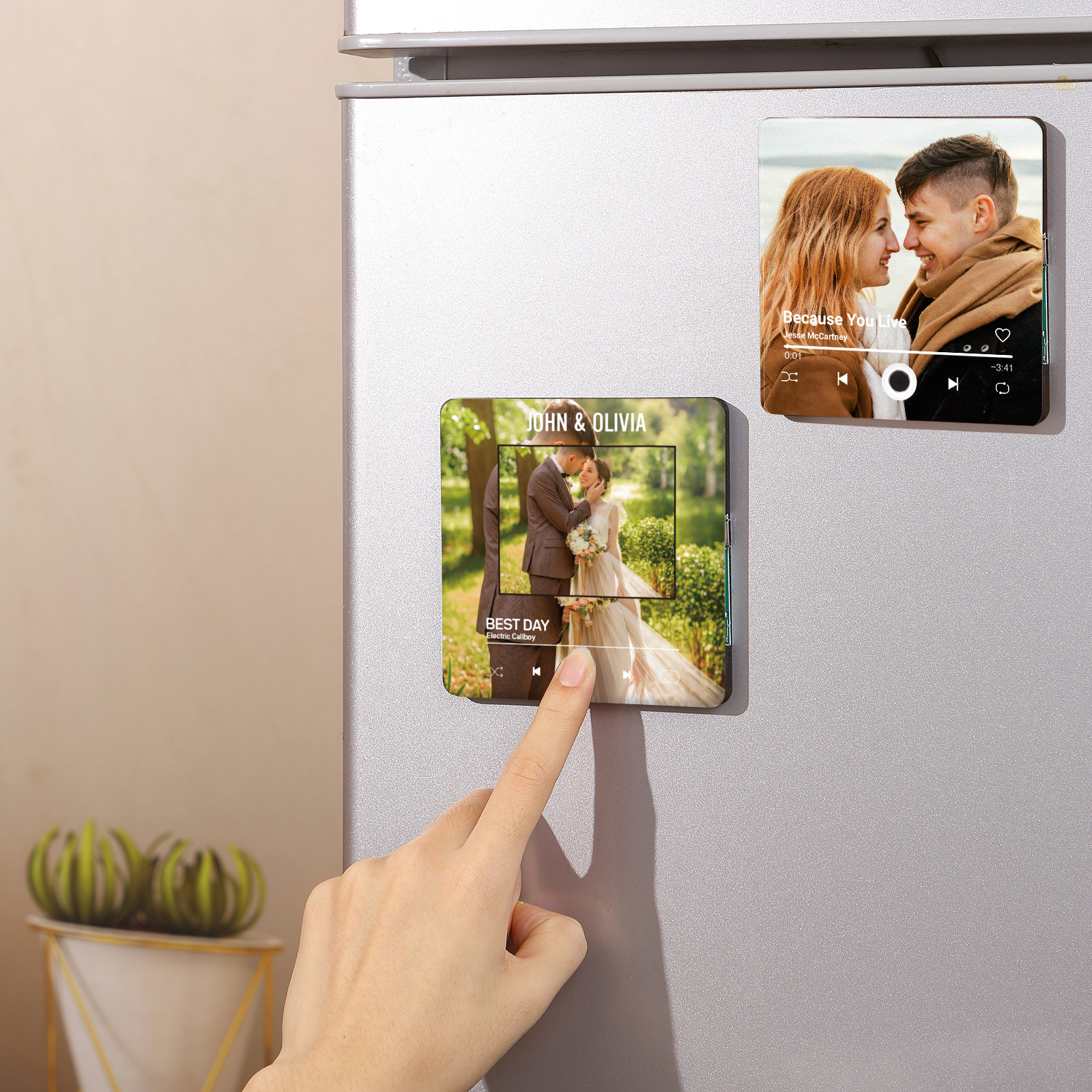 Personalised 1-Photo Fridge Magnet with Song & Names – A Romantic Keepsake Gift for Couple | Jessemade