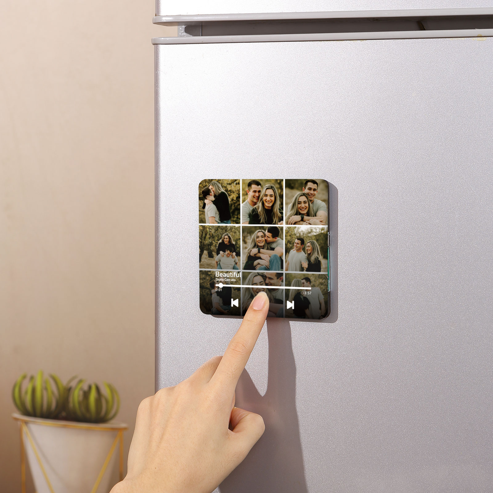 Personalised Photo Music Fridge Magnet with Custom 9 Photo and 1 Song Name- Cherish Memories Gift for Couple | Jessemade