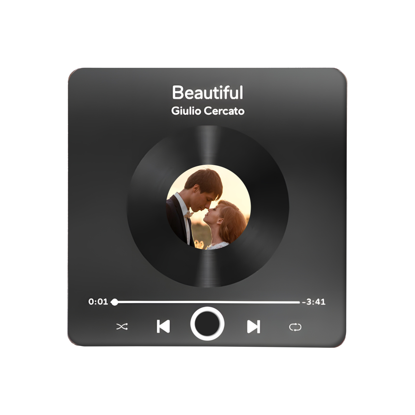 Personalised Photo Fridge Magnet with Favorite Song – Elegant Gift for Couples in Black or Color | Jessemade