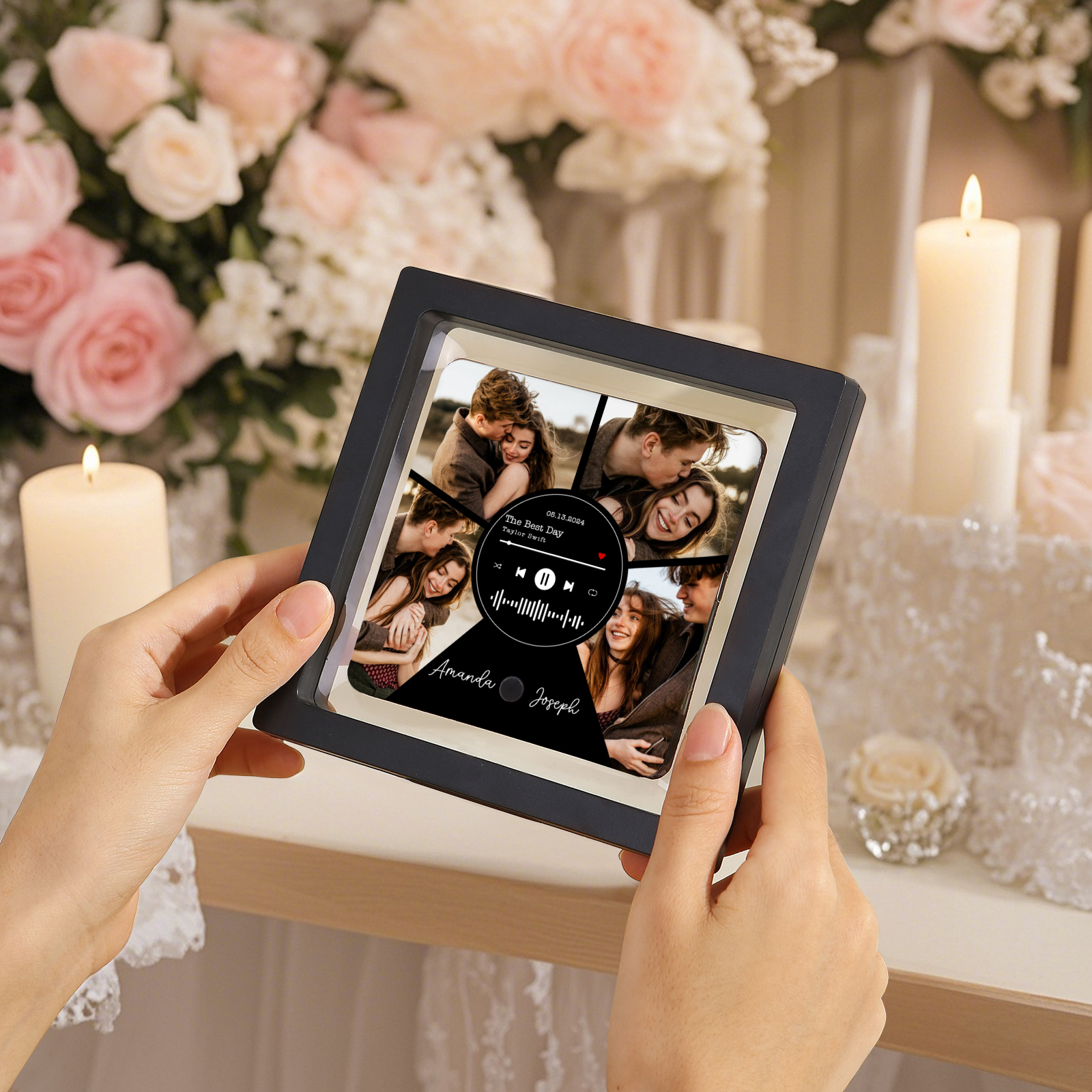 Magnete Personalizzato da Frigorifero con 4 Foto, 2 Nomi e 1 Canzone – Regalo di San Valentino per Lei/Lui | Jessemade