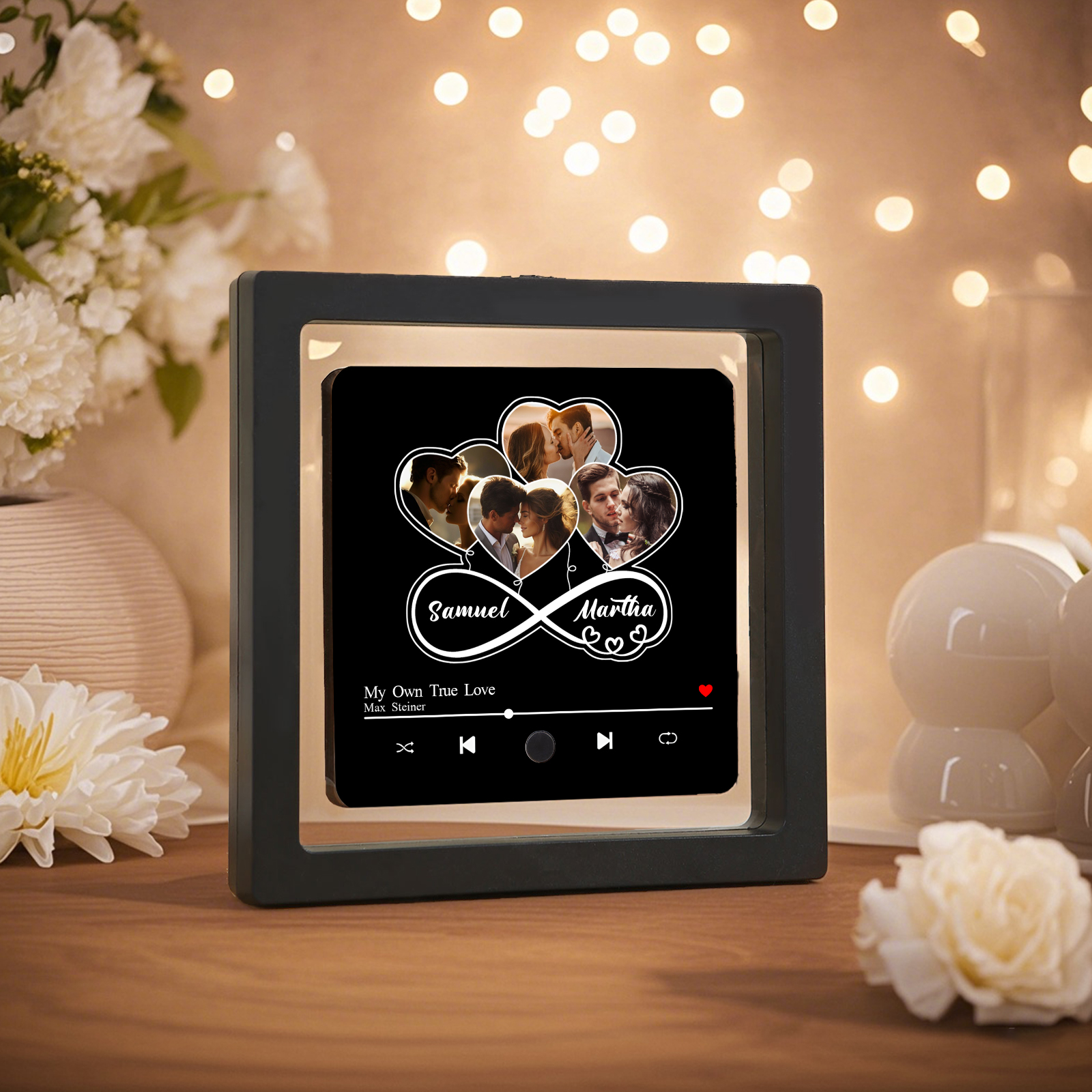Magnete Personalizzato da Frigorifero con 4 Foto, 2 Nomi e Canzone – Regalo di San Valentino per Lei/Lui | Jessemade