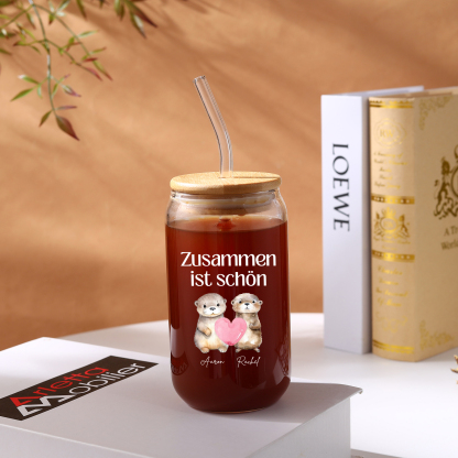 Personalised Glass Cups with 2 Names, 1 Photo and Custom Text – Valentine’s Day Gift for Couples | Jessemade