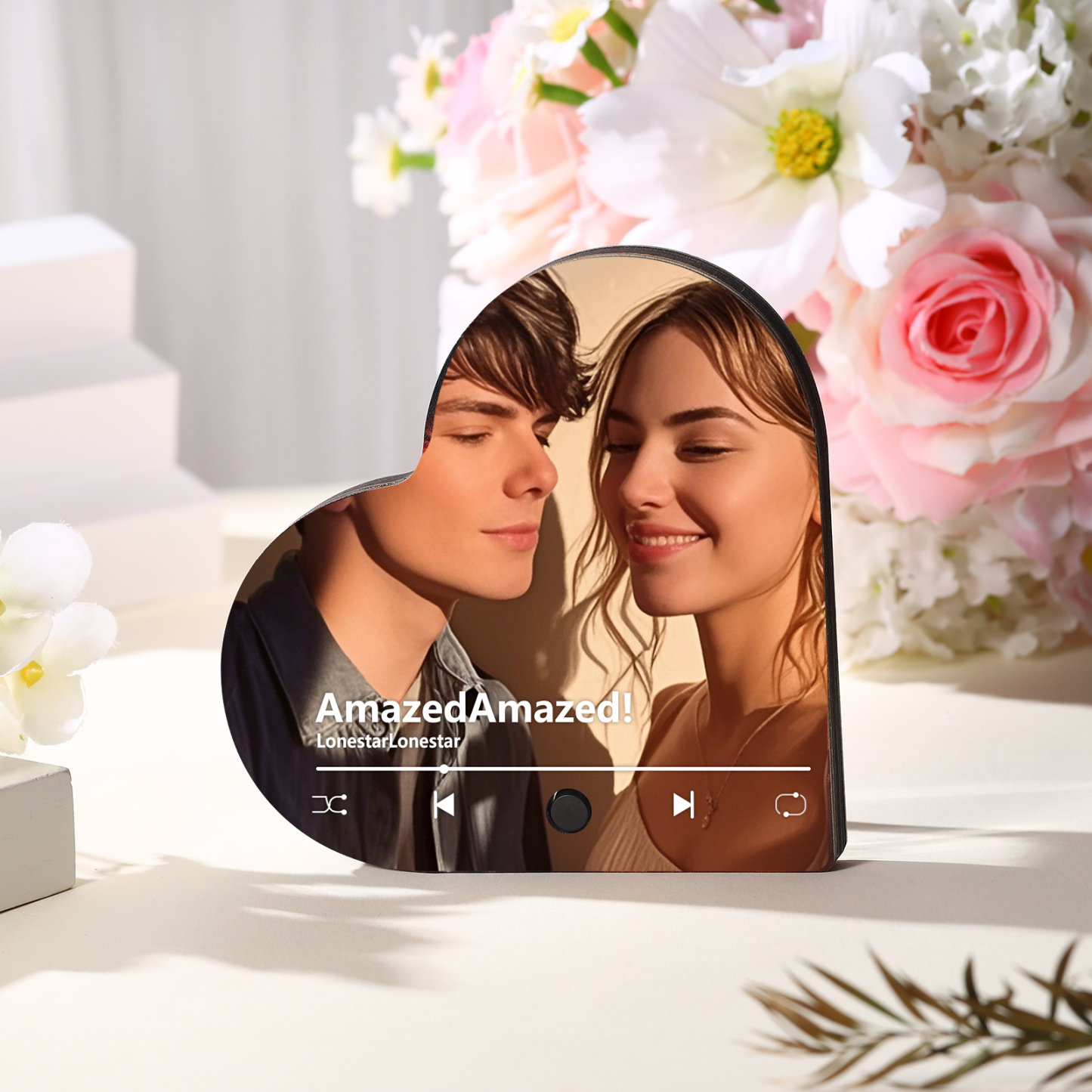 Magnete Personalizzato da Frigorifero a Forma di Cuore con 1 Foto e 1