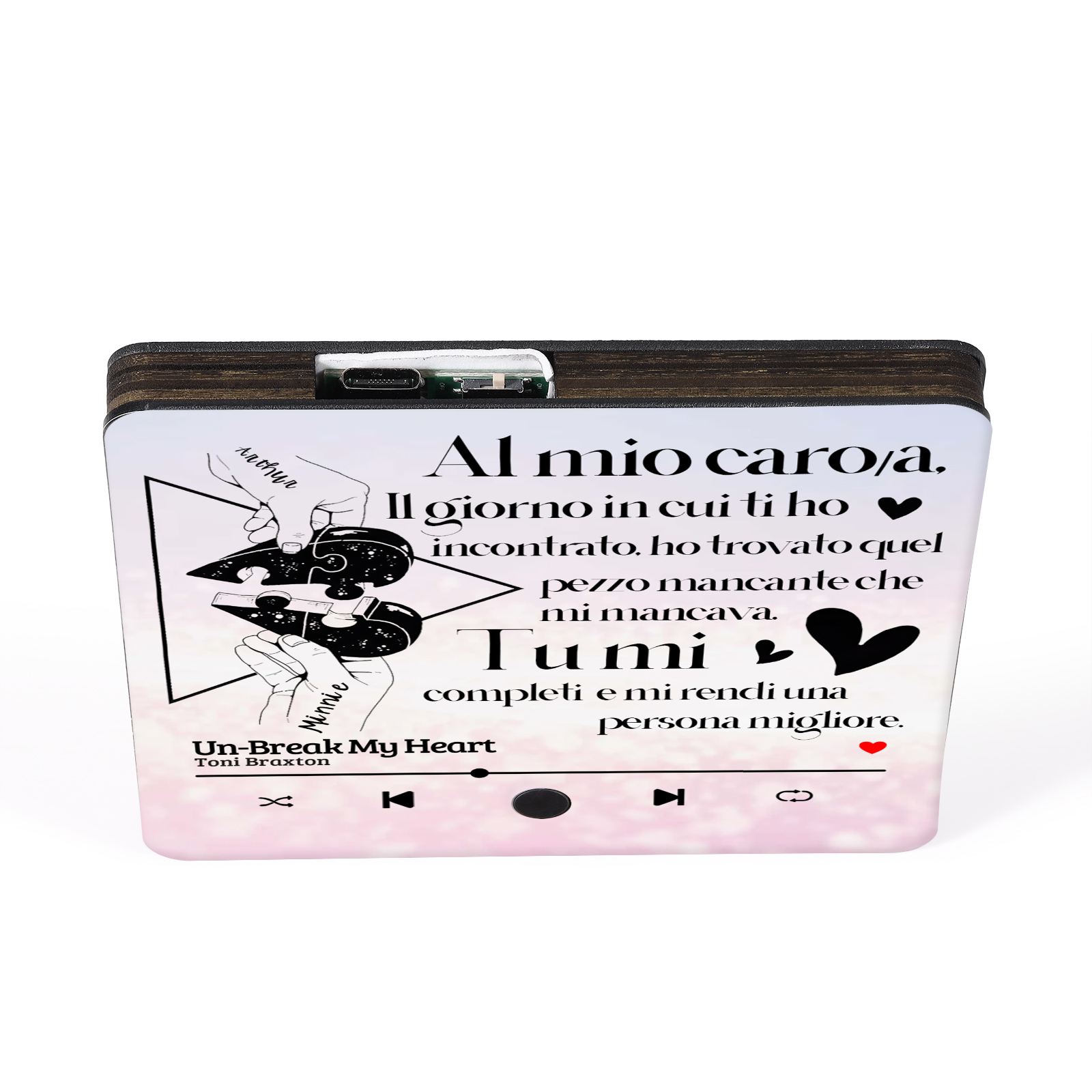 Magnete da Frigorifero Musicale Personalizzato - con 2 Nomi e 1 Canzone, Design "Il Giorno in Cui Ti Ho Incontrato" - Regalo di San Valentino per Lei/Lui | Jessemade