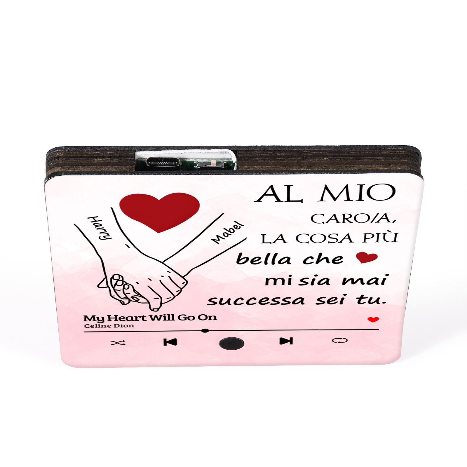 Magnete da Frigorifero Musicale Personalizzato - con 2 Nomi e 1 Canzone, Design "Al Mio Caro/a, La Cosa Più Bella Che Mi Sia Mai Successa Sei Tu" - Regalo di San Valentino per Lei/Lui | Jessemade