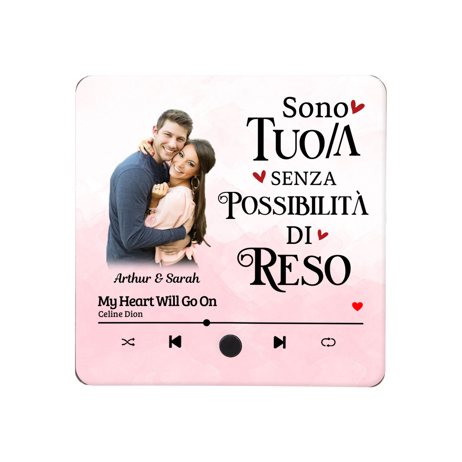 Personalised Music Refrigerator Magnet - Customized with 2 Names, 1 Photo & 1 Song, "I’m Yours, No Returns or Refunds" Design, Valentine’s Day Gift for Couple | Jessemade