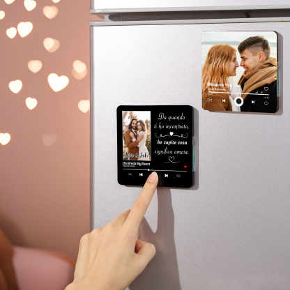 Magnete Musicale da Frigorifero Personalizzato – Con 2 Nomi, 1 Foto e 1 Canzone, Frase “Da Quando Ti Ho Incontrato, Ho Capito Cosa Significa Amare”, Regalo di San Valentino per Lei/Lui | Jessemade