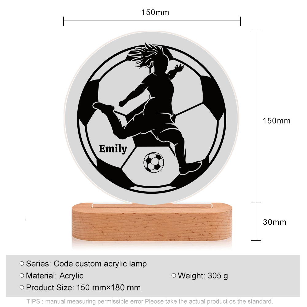Lampada calcio con 1 nome personalizzato regalo di sport