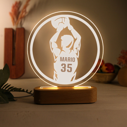 Lampada pallacanestro con 1 nome e 1 numero personalizzato regalo di sport
