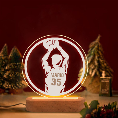 Lampada pallacanestro con 1 nome e 1 numero personalizzato regalo di sport