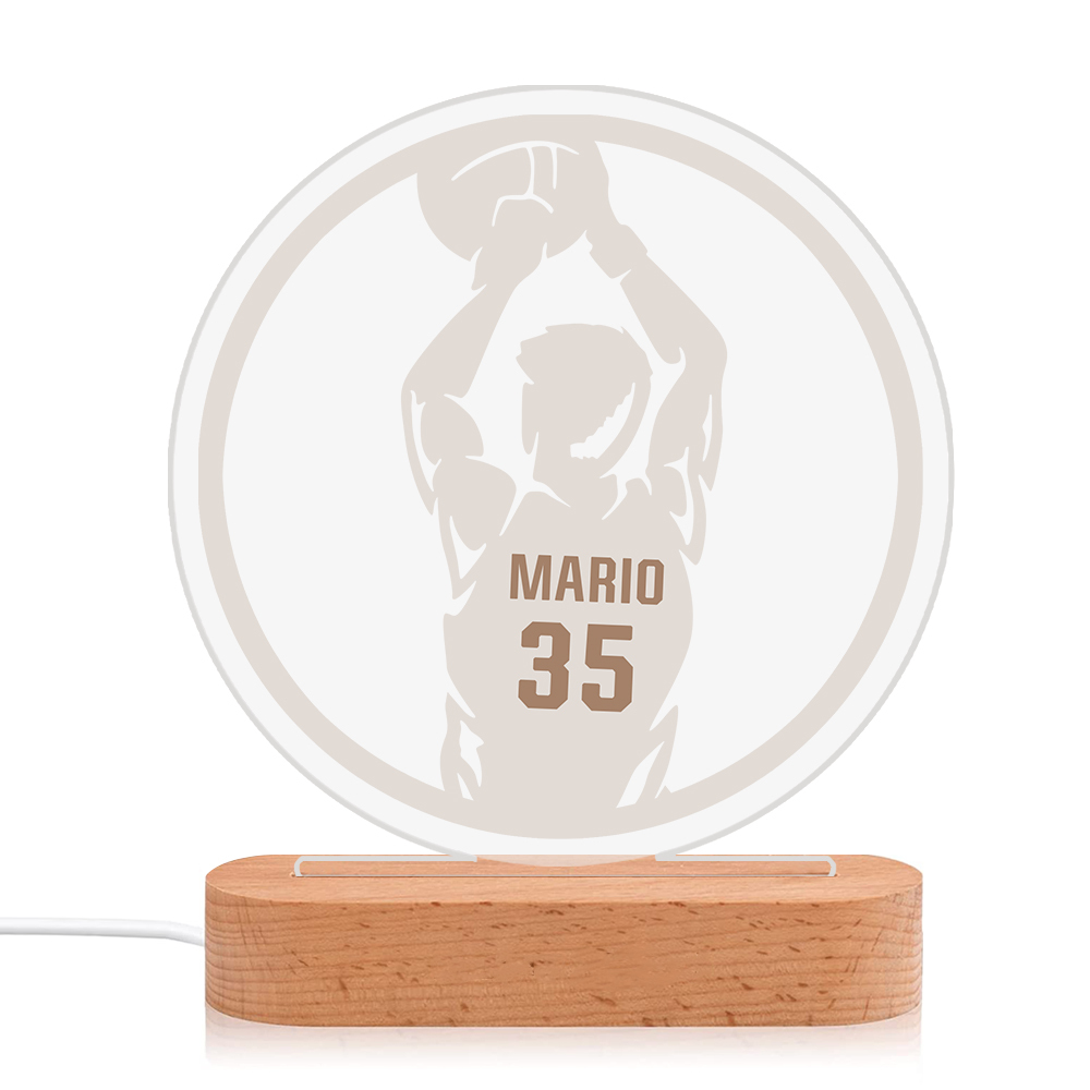 Lampada pallacanestro con 1 nome e 1 numero personalizzato regalo di sport