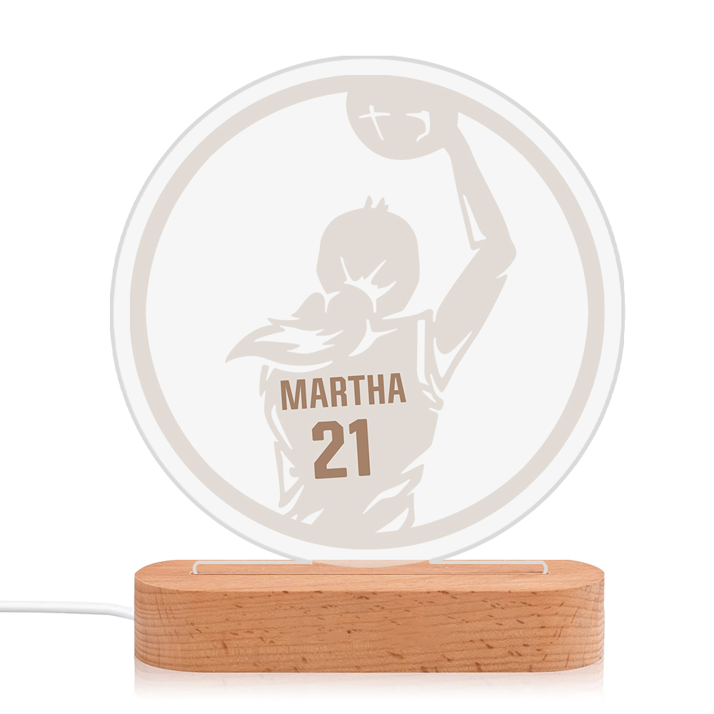 Lampada pallacanestro con 1 nome e 1 numero personalizzato regalo di sport