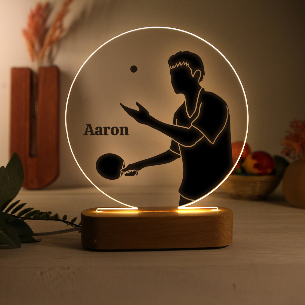 Lampada ping-pong con 1 nome e 1 numero personalizzato regalo di sport
