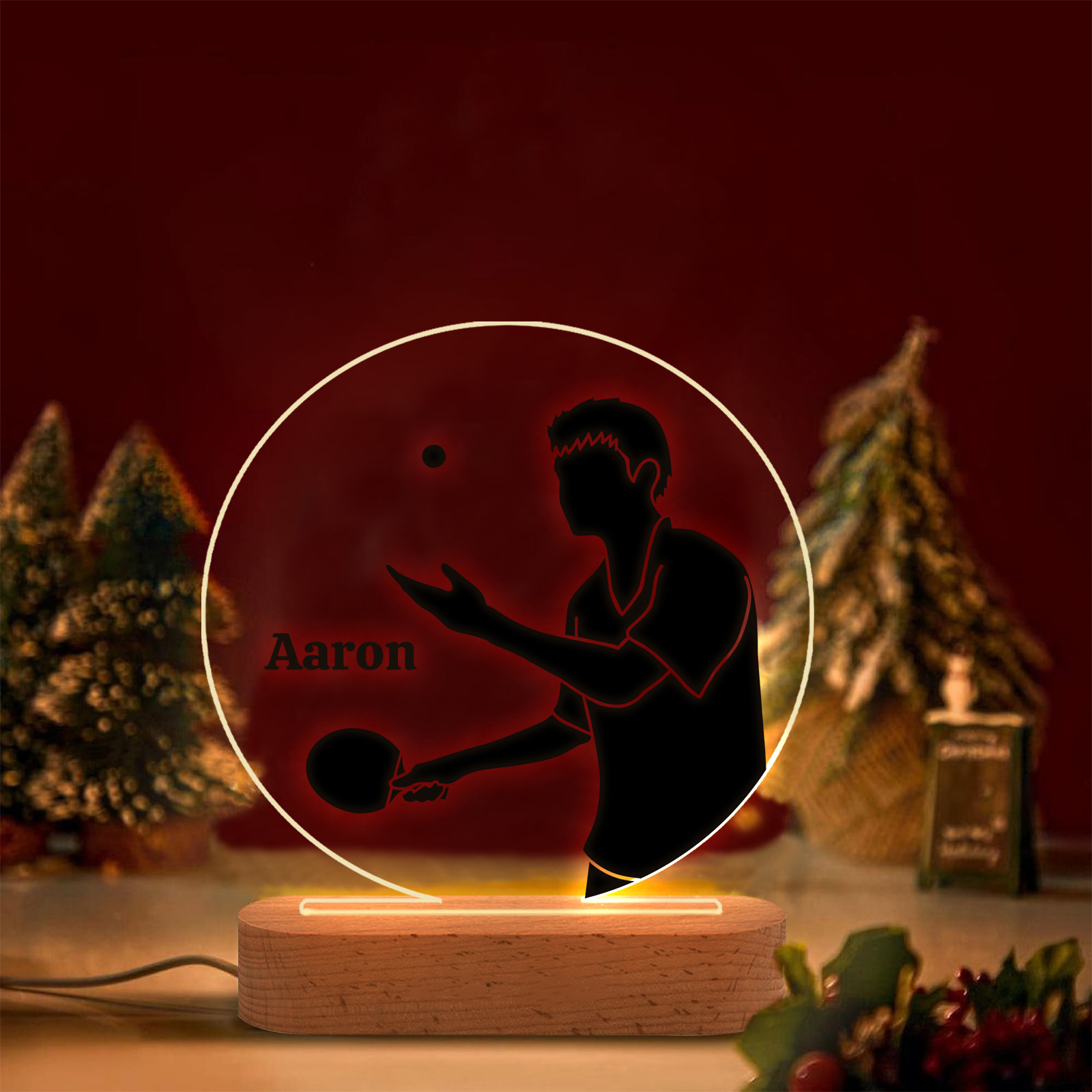 Lampada ping-pong con 1 nome e 1 numero personalizzato regalo di sport