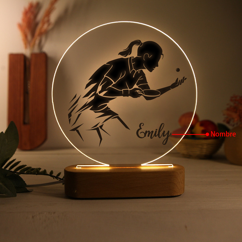 Lampada ping-pong con 1 nome e 1 numero personalizzato regalo di sport