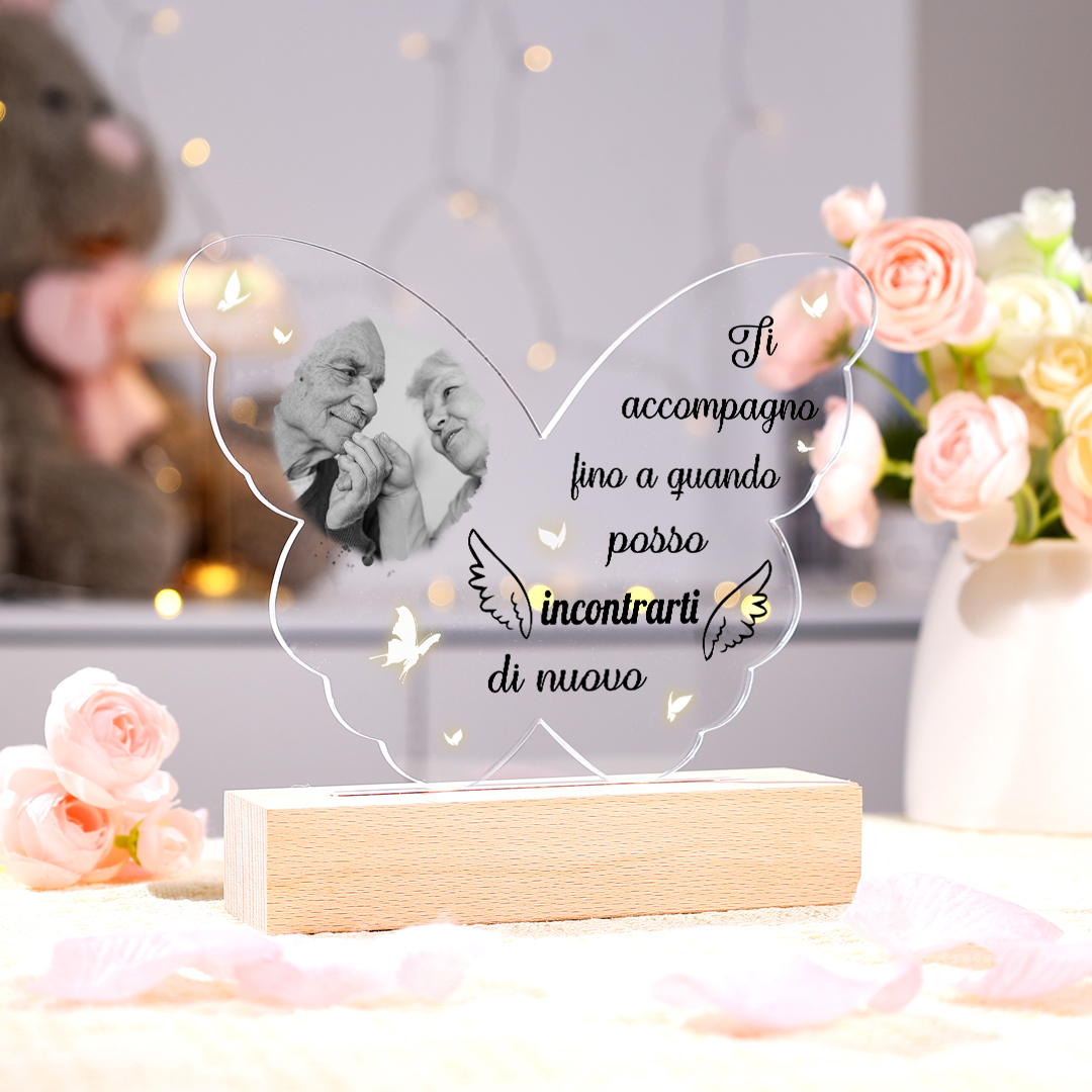Luce notturna acrilica a forma di farfalla commemorativa personalizzata – Lampada LED con foto personalizzata, regalo di Natale commemorativo | Jessemade