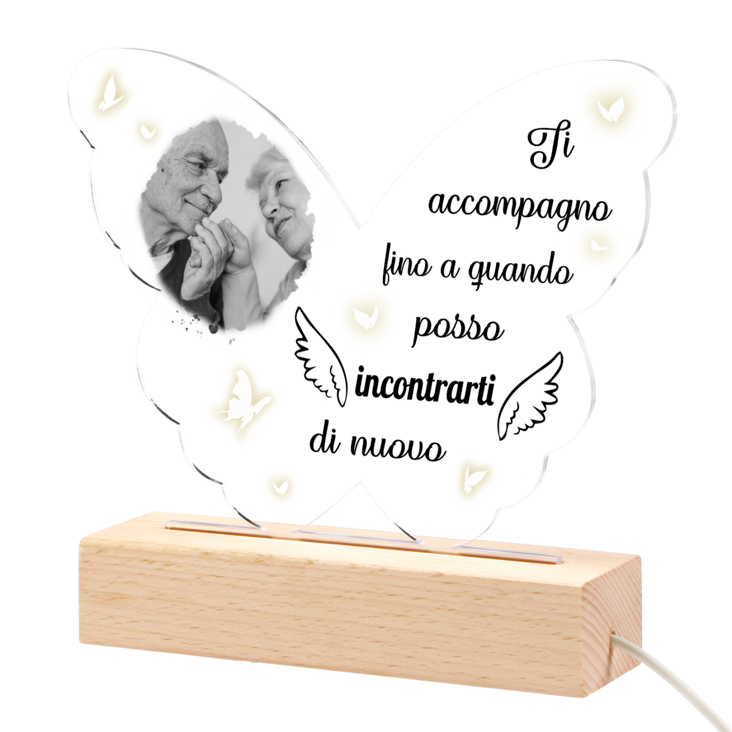 Luce notturna acrilica a forma di farfalla commemorativa personalizzata – Lampada LED con foto personalizzata, regalo di Natale commemorativo | Jessemade